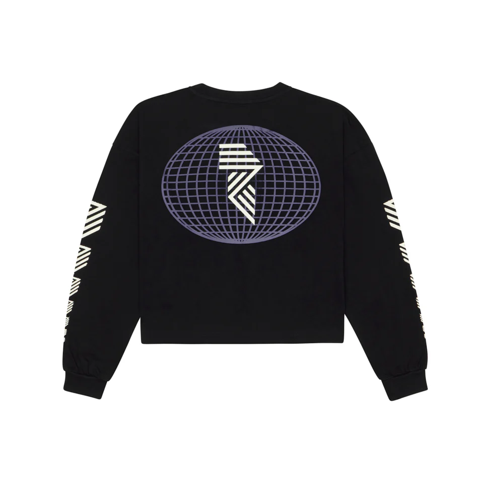 LONG SLEEVE GLOBE CROP TEE BLACK