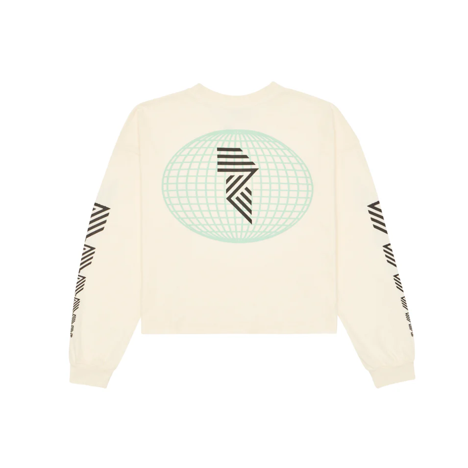 LONG SLEEVE GLOBE CROP TEE OFF WHITE